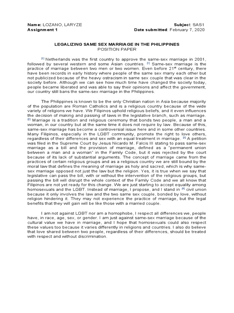 Legalizing Same-Sex Marriage in the Philippines | PDF | Same Sex ...