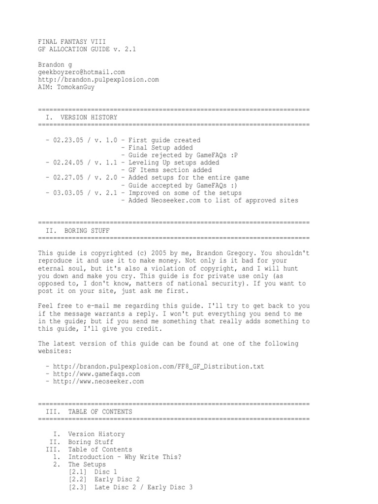 FF8 GF Guide PDF Leisure