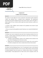 Assignment #2 Confidence Interval Estimation