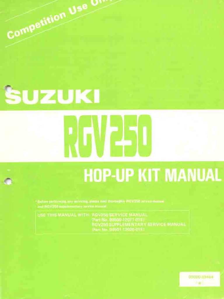 Suzuki RGV250 Racing Kit Manual | PDF