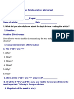 News Article Analysis Worksheet