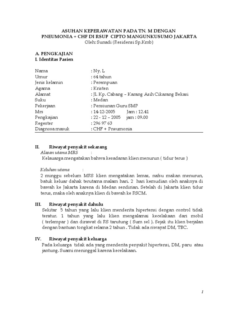 Asuhan Keperawatan Pneumonia dan CHF | PDF | Kesehatan Holistik | Sains ...
