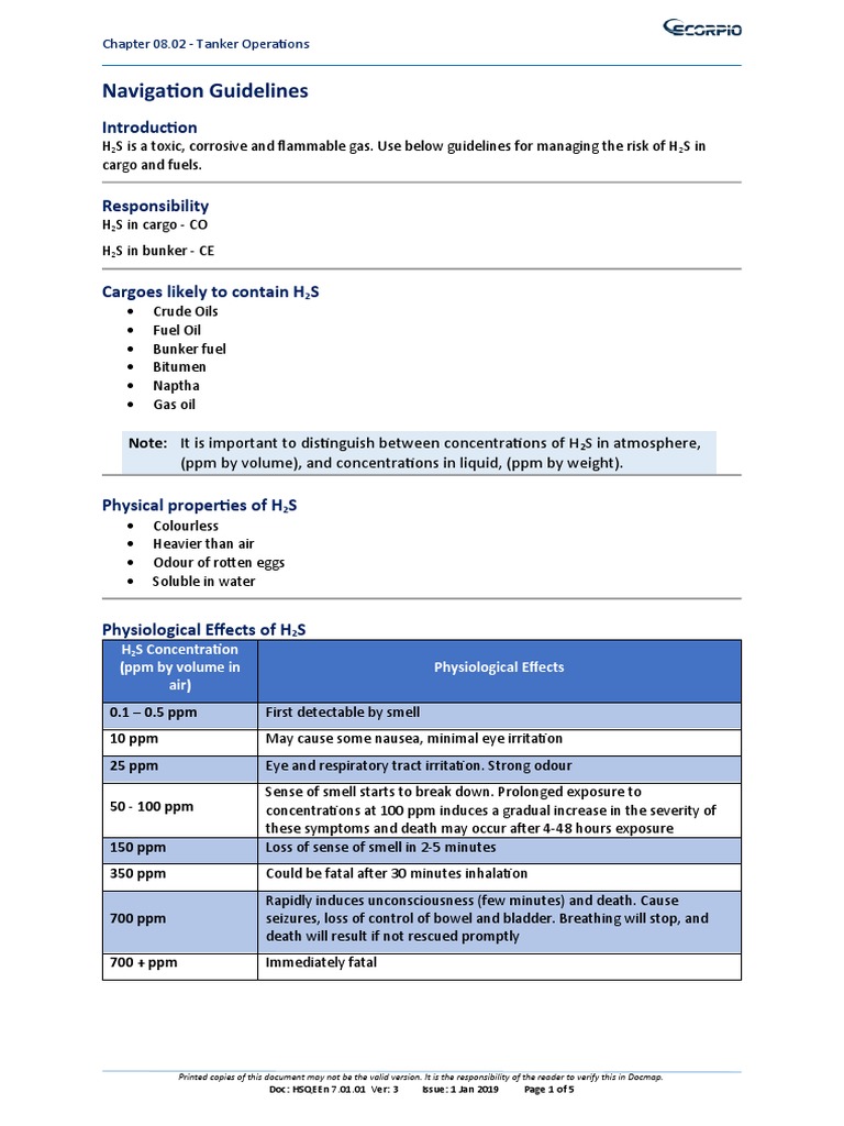 Managing The Risk of H2S | PDF | Personal Protective Equipment | Oil Tanker
