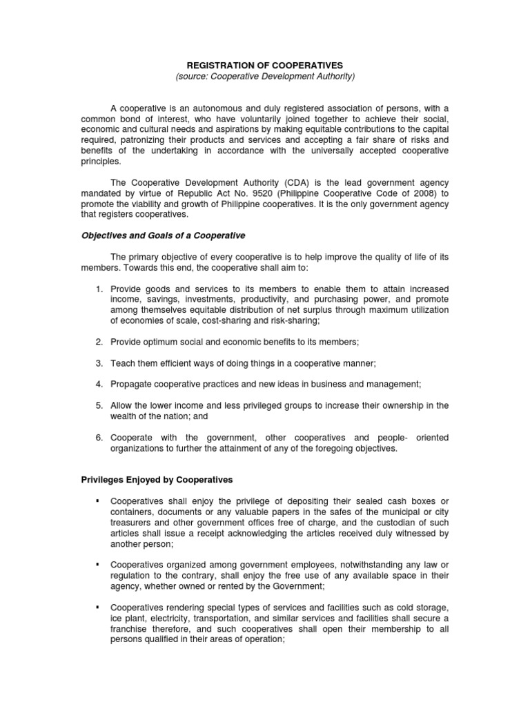 Registration of Cooperatives PDF | PDF | Cooperative | Banks