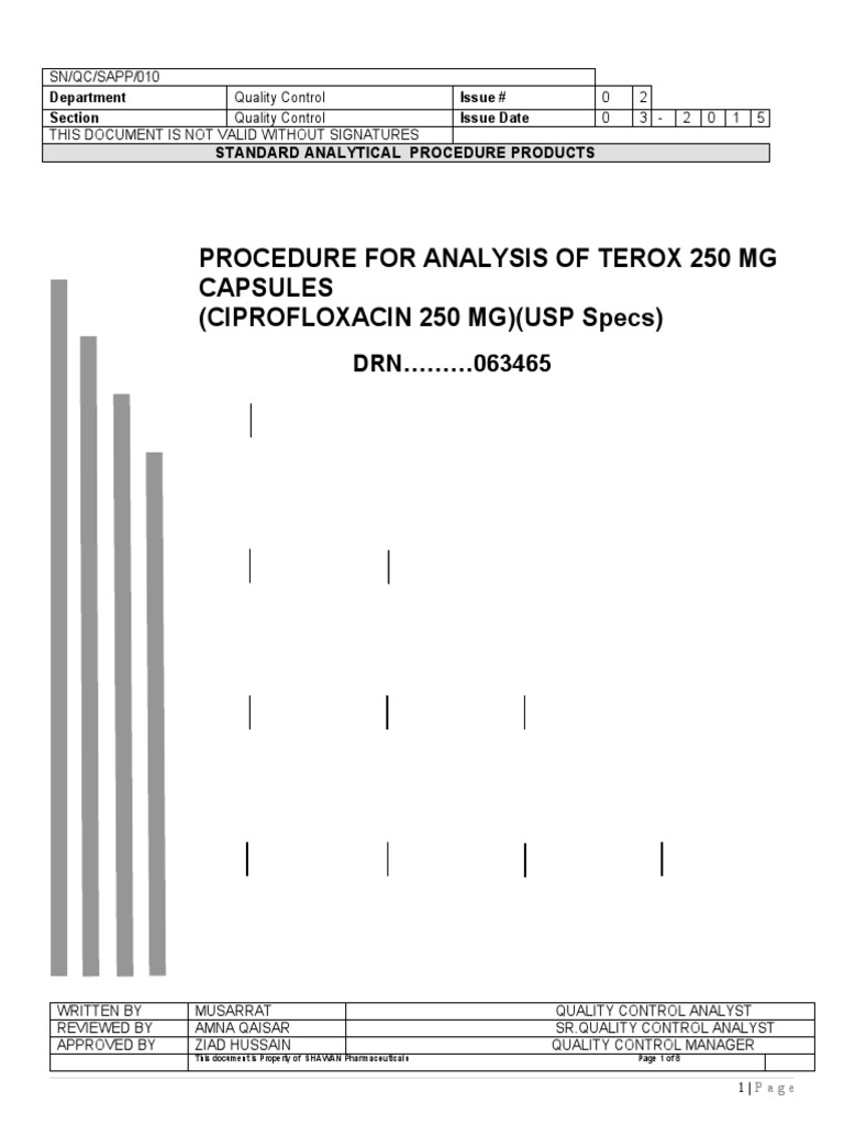 Sn-Qc-Sapp-010 Terox 250MG Caps. | PDF | Assay | Absorbance