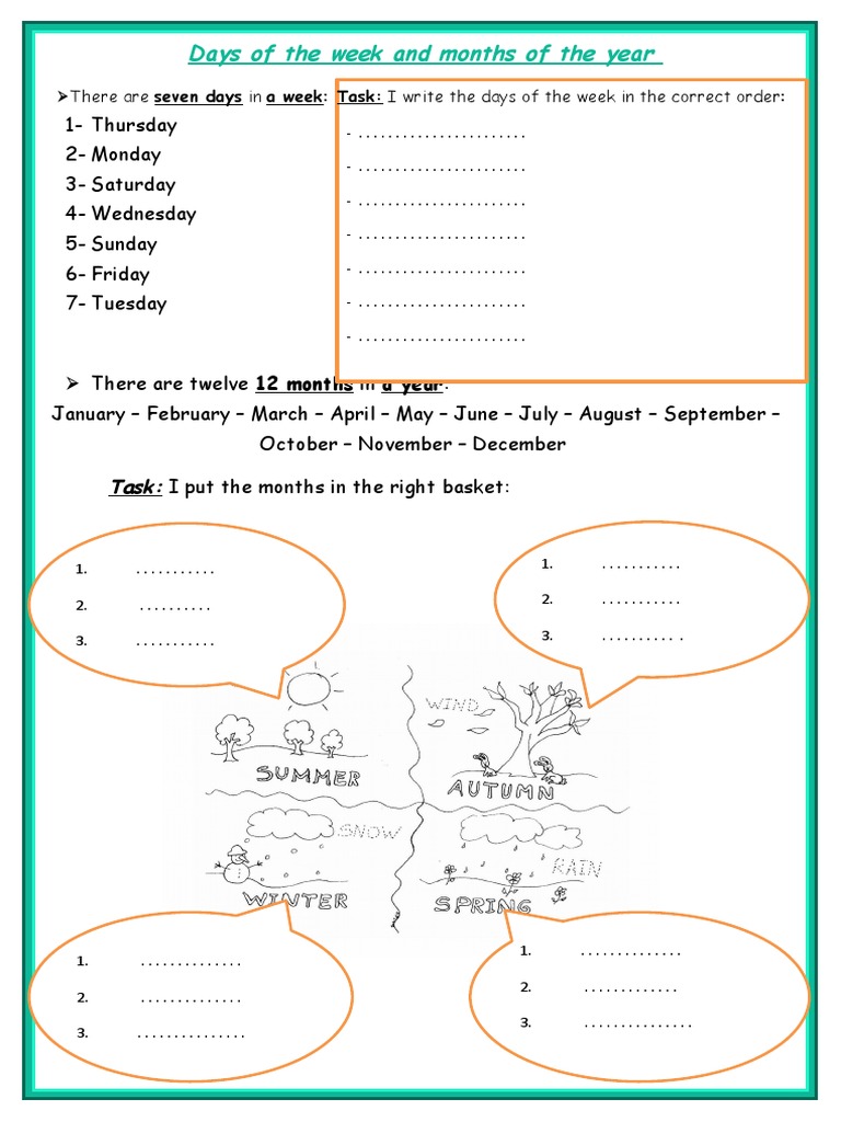 Days of The Week+ Months | PDF