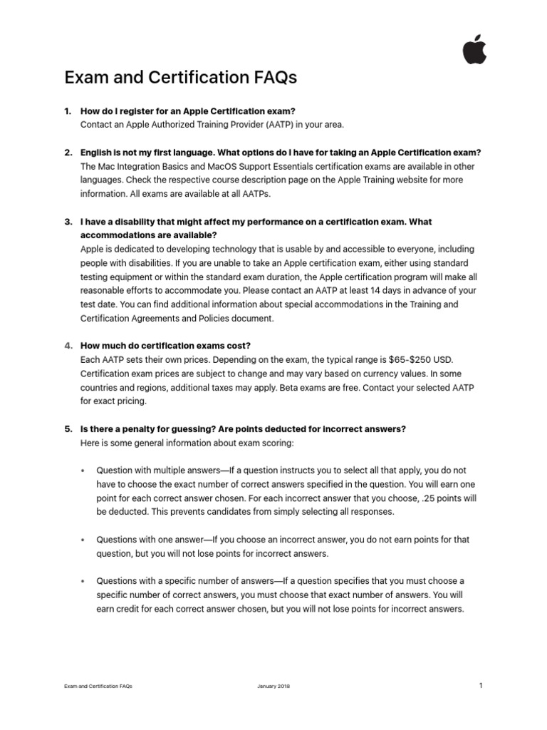 Exam and Certification Faqs January 2018 | PDF | Question | Test ...