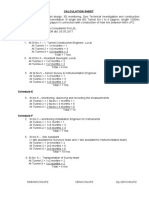 Calculation Sheet Sub: Name of Work: Detail Design, 3D Monitoring, Geo Technical Investigation and Construction