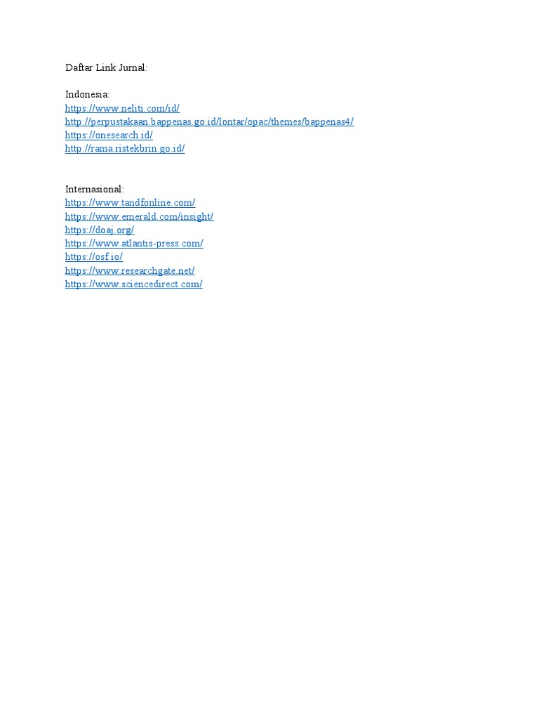 Daftar Link Jurnal Pdf