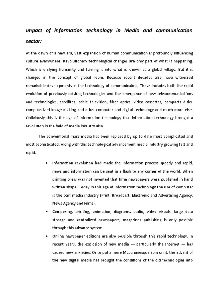 Impact of IT on Media & Communication | PDF | Animation | Mass Media