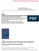 Higher Education and Working-Class Academics - Precarity and Diversity in Academia - Teresa Crew - Palgrave Macmillan