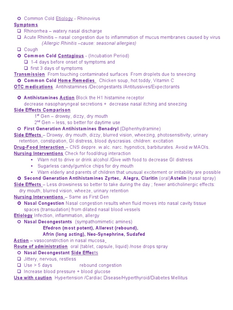 Pharm5 Common Cold Etiology PDF Chronic Obstructive Pulmonary