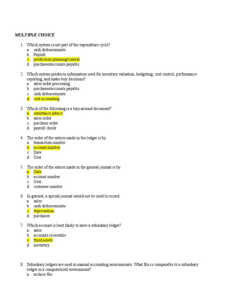 Multiple Choice | PDF | Accounts Payable | System