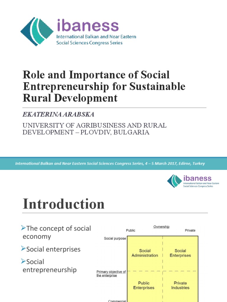 Role and Importance of Social Entrepreneurship For Sustainable Rural ...