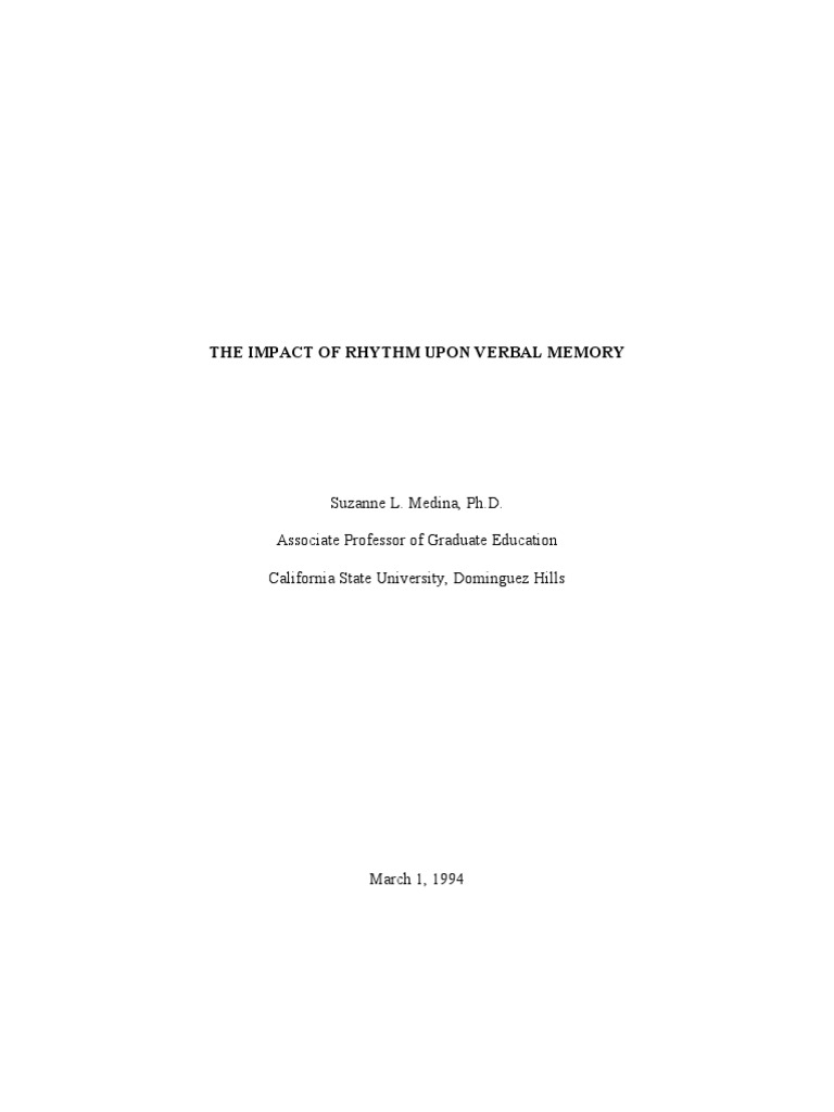 The Impact of Rhythm Upon Verbal Memory | PDF | Recall (Memory) | Memory