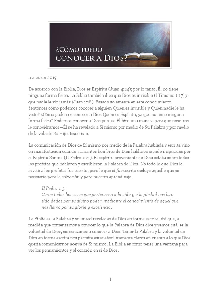 Cómo conocer a Dios a través de la Biblia | PDF | Evangelio de juan | Jesús
