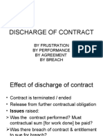 Discharge of Contract: by Frustration by Performance by Agreement by Breach