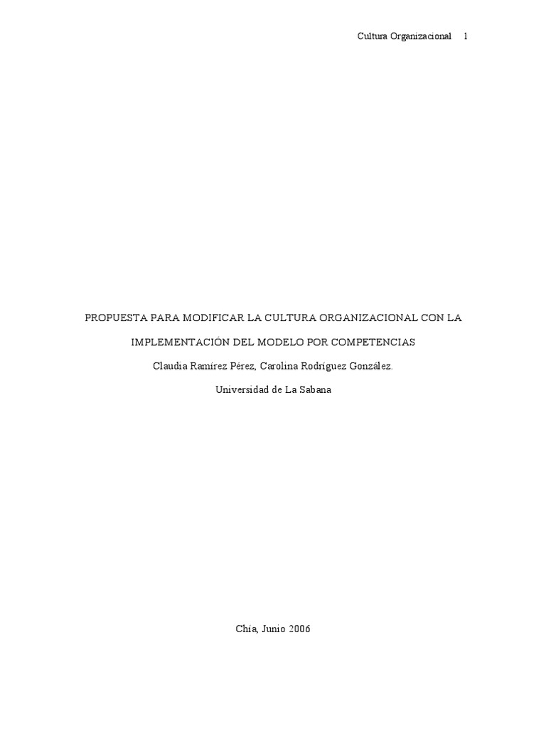 Modificación de Cultura Organizacional | PDF | Cultura organizacional ...