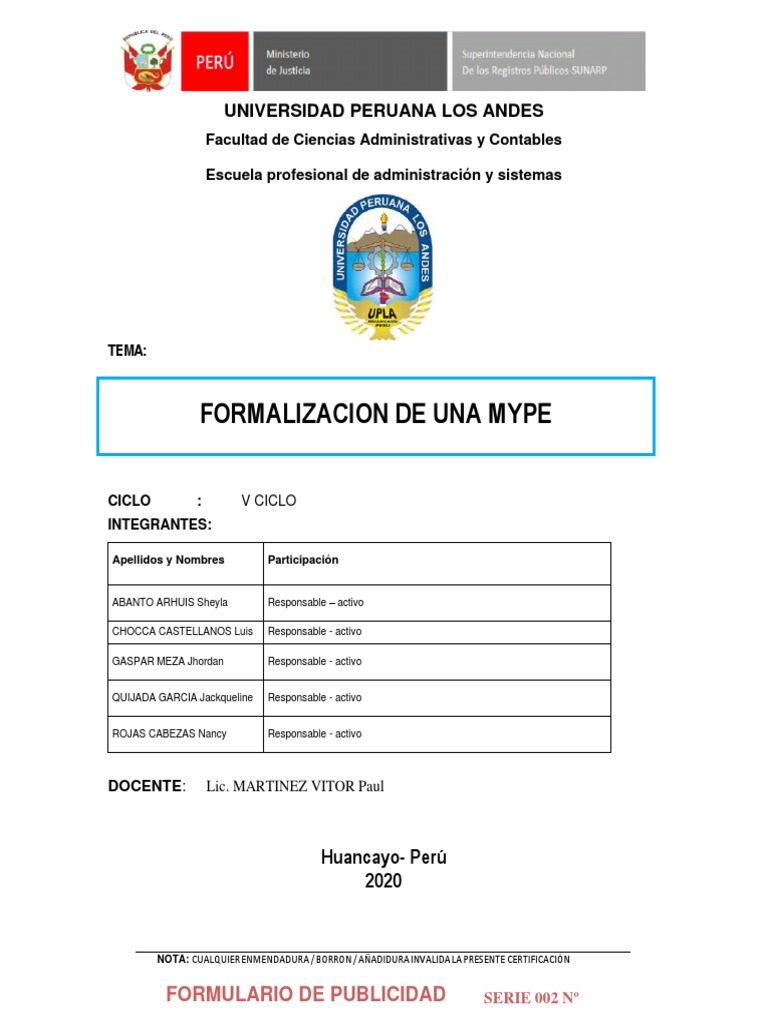 Formalizacion de Mype Cube | PDF | Patentar | Información del gobierno