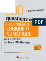 200 Questions de Raisonnement Logique Et Numérique 2017 - Score Iae-message