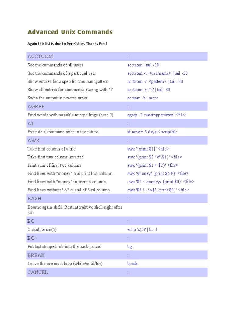 Advanced Unix Commands | PDF | Computer File | Command Line Interface