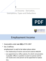Employment Income - Derivation, Exemptions, Types and Deductions