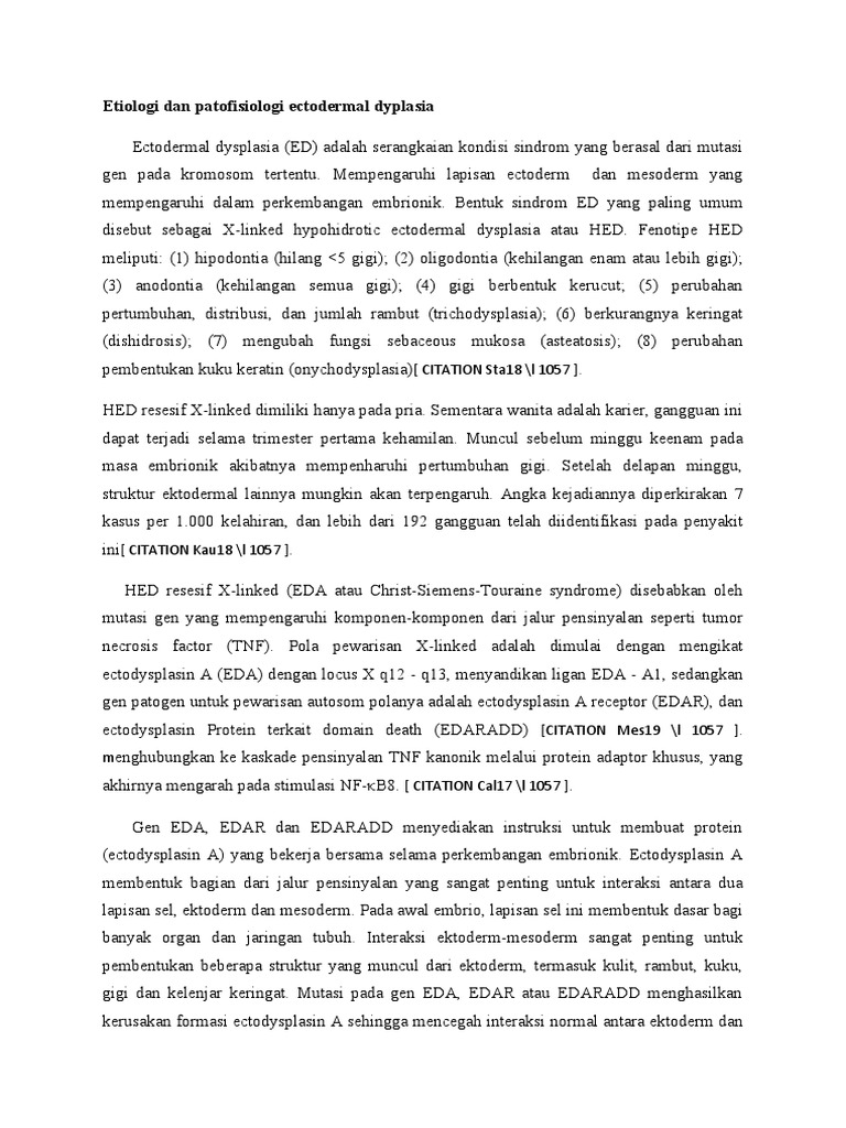 Etiologi Ectodermal Dysplasia HED | PDF
