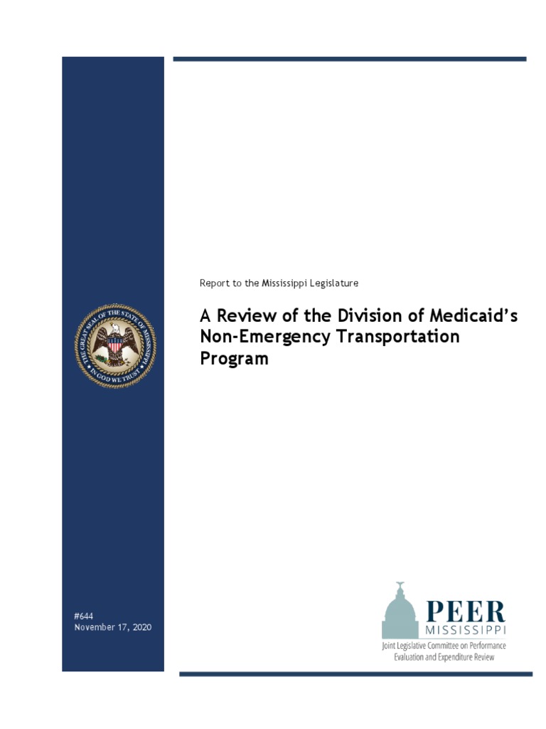 A Review of The Division of Medicaid's NonEmergency Transportation Program PDF Medicaid