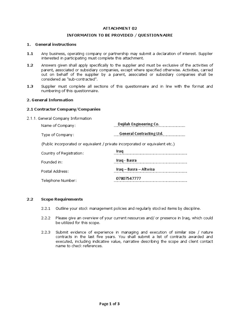 Supplier Pre-Qualification Questionnaire | PDF | Companies | Business