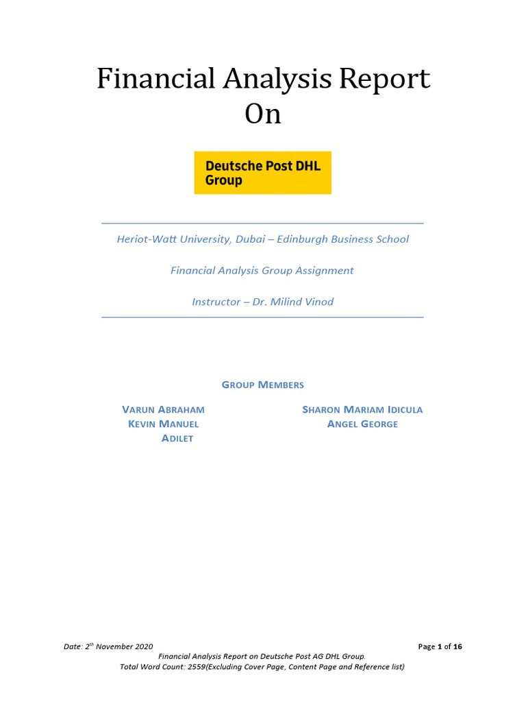 Deutsche Post AG DHL Group Financial Analysis | PDF | Dividend | Price ...