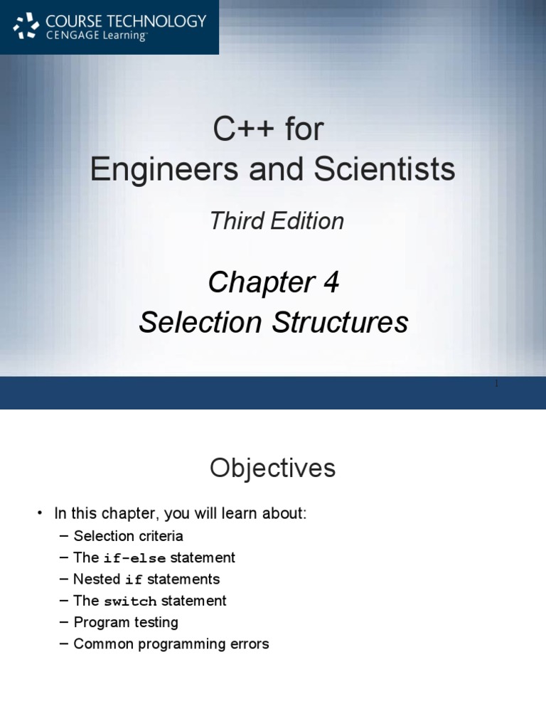 C++ For Engineers and Scientists Selection Structures PDF C++
