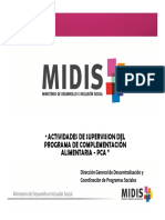 ACTIVIDADES DE SUPERVISION DEL PROGRAMA DE COMPLEMENTACIÓN ALIMENTARIA - PCA