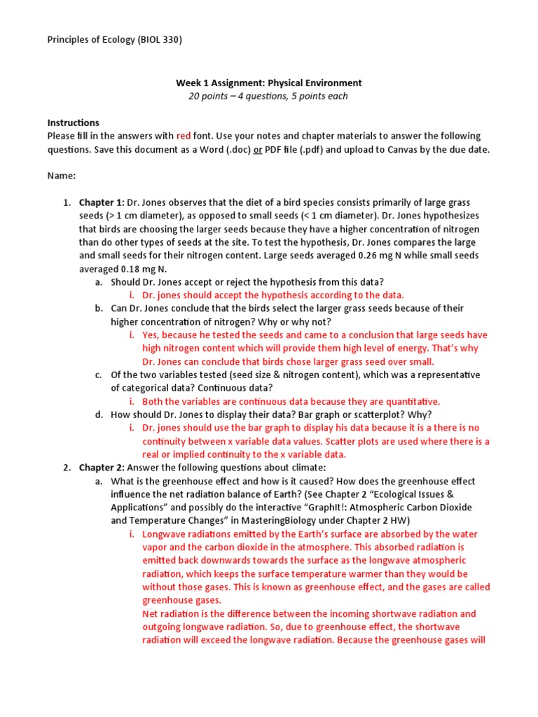 Week 1 Assignment: Physical Environment: 20 Points - 4 Questions, 5 ...