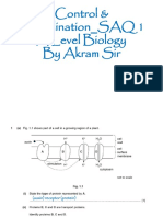 Control & Coordination - SAQ 1 A Level Biology by Akram Sir