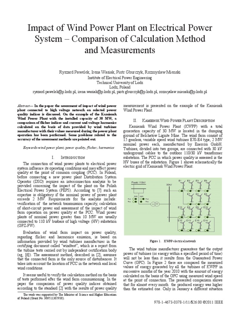 Impact of Wind Power Plant On Electrical Power System - Comparison of ...