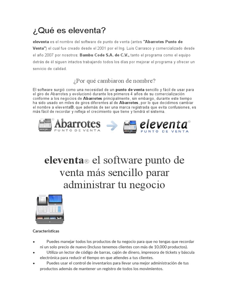 Qué Es Eleventa | PDF | Software | Informática