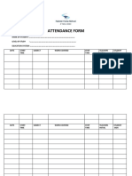 Attendance and Record Form NHS PDF
