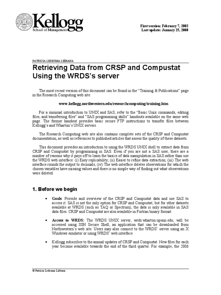CRSP Cstat Data Retrieval | PDF | Sas (Software) | Cusip