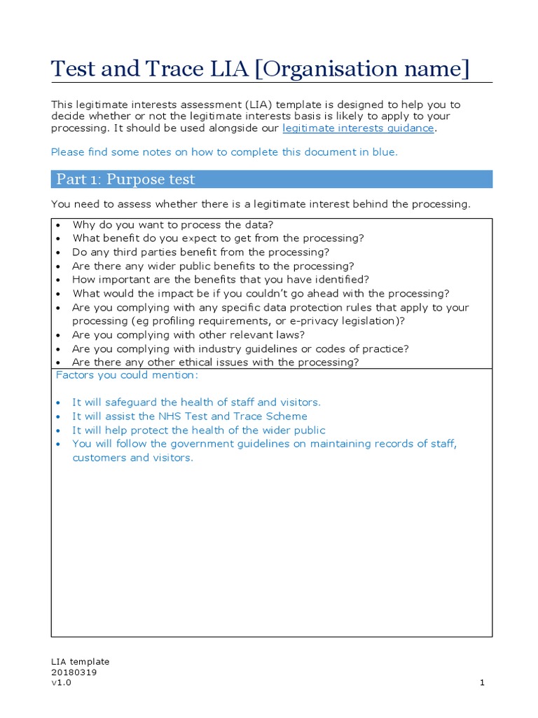 Test and Trace Legitimate Interests Assessment | PDF | Justice | Crime ...