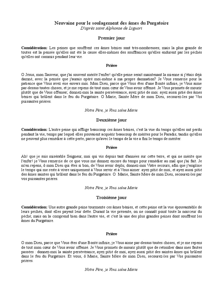 Neuvaine Au Saint esprit De St Alphonse De Liguori Pdf Neuvaine Pour Les Âmes Du Purgatoire PDF | PDF | Purgatoire | Enfer