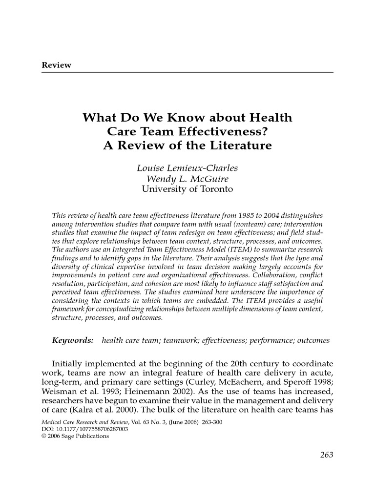 Team Effectiveness Article | PDF | Randomized Controlled Trial | Geriatrics