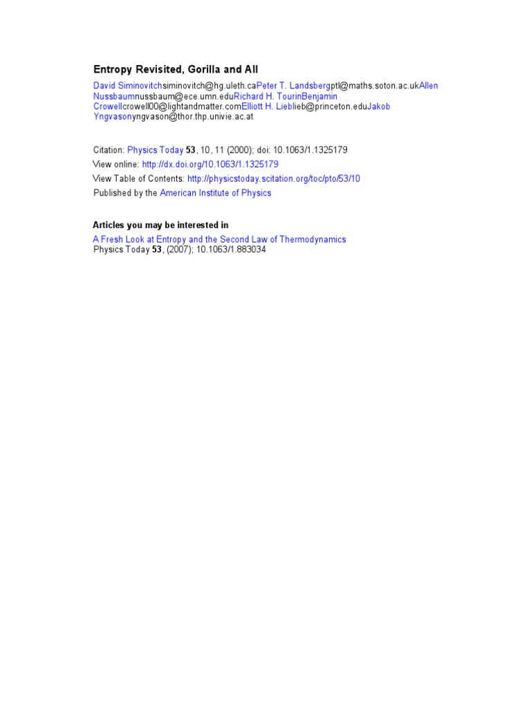 Entropy Revisited | PDF | Entropy | Second Law Of Thermodynamics