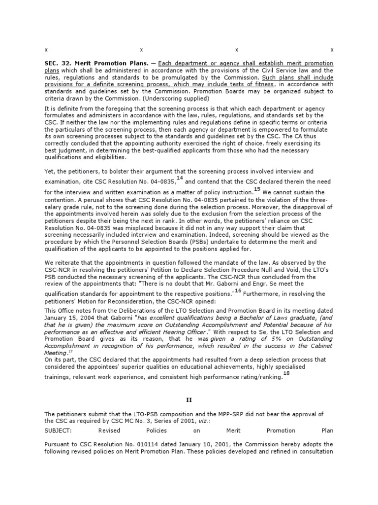 SEC. 32. Merit Promotion Plans. - Each Department or Agency Shall ...