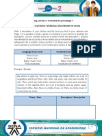 Learning Activity 1 / Actividad de Aprendizaje 1 Evidence: Describing My Kitchen / Evidencia: Describiendo Mi Cocina