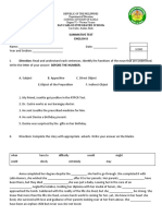 Summative Test English 8: San Carlos Integrated School