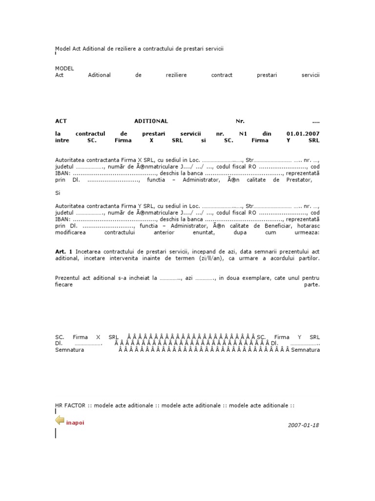 Act Aditional Reziliere | PDF