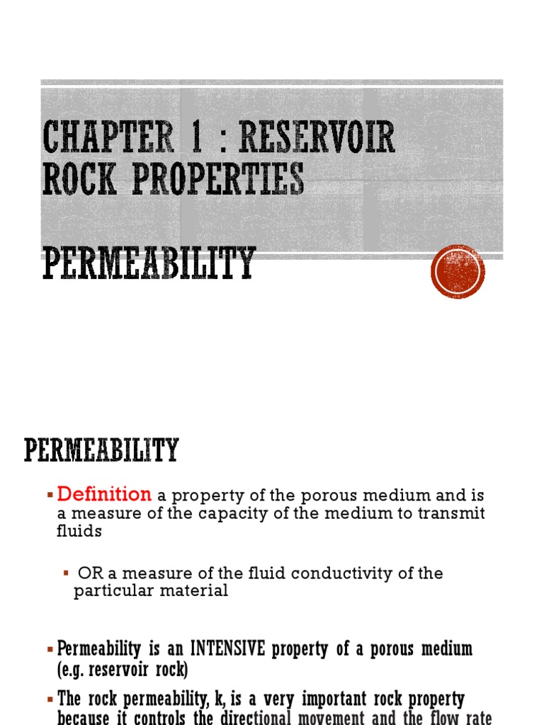 Chapter 1 Permeability Pdf Permeability Earth Sciences Fluid