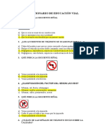 Cuestionario de educación vial con 25 preguntas