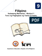 Filipino: Ikalawang Markahan - Modyul 1 Tono NG Pagbigkas NG Tanka at Haiku