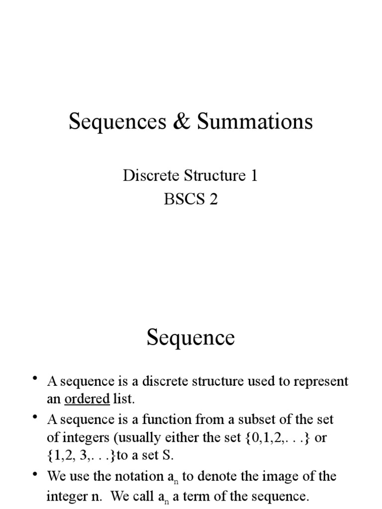 Sequences and Summations in Discrete Math | PDF | Summation | Sequence